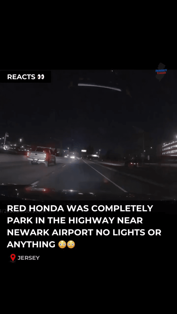 Red Honda was completely park in the highway near Newark airport no lights or anything